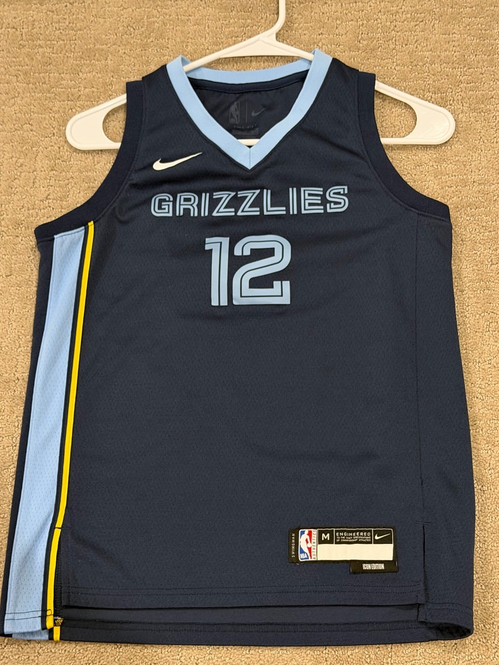 NBA Memphis Grizzlies #12 Navy and Light Blue Jersey with Yellow Trim